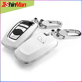 ShinMan Aukštos kokybės Karvės odos Smart Nuotolinio Pagrindinių Automobilio raktas apsaugoti shell Klavišą Atveju BMW 1 2 3 4 5 6 7 Serijos X3 X4 klavišą Dangtis