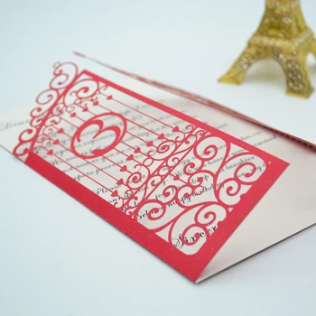 Skiedra metallic popieriaus amatai pjovimas lazeriu durų stiliaus užsakymą individualizuoti pakvietimo vestuvių reikmenys
