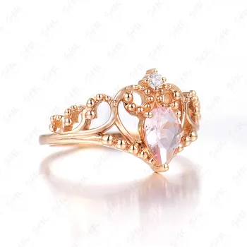 SKM prekės dizaineris Morganite žiedai moterims karūna žiedai 14k rose gold 