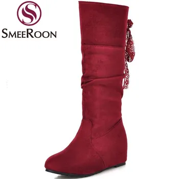 Smeeroon aukščio auga žieminiai batai moterims laisvalaikio universiteto vidurio blauzdos batai, suapvalinti tne paslysti ant paprastas batai ponios batai