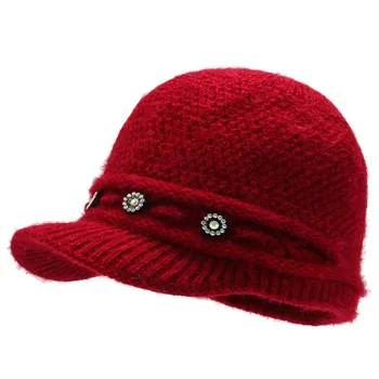 Spalvotų moterų skrybėlę elegantiškas ponios beretės žiemą šiltas vilnonis megztas kepurės Chapeau chaud šukuosena puošia dangtelio studentų skrybėlę