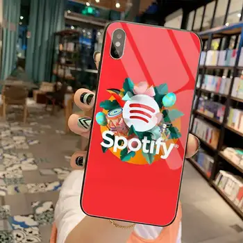 Spotify Muzikos Soft black Telefono dėklas Grūdintas Stiklas iPhone 11 Pro XR XS MAX 8 X 7 6S 6 Plus SE 2020 atveju