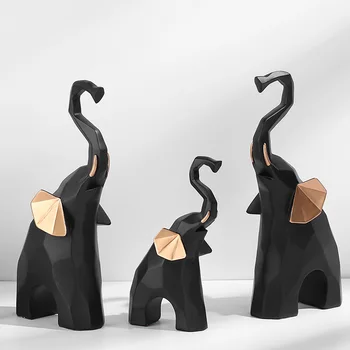 Strongwell Gyvūnų Figūrėlės Spalvotų Geometrinių Trijų Dramblių Ornamentai, Skulptūros & Statula Namų Puošybai Artware Dovanos