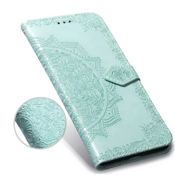 Telefonas Etui Coque Padengti Flip Case For Motorola Moto G6 G6 Plus su TPU Totem Įspaustu Gėlių Spausdinti PU Odos Piniginės Dirželis Krepšys