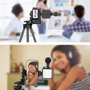 Telefonas Video Vlog Kit Telefono Laikiklis Mikrofono Užpildyti Šviesos Derinys Nustatyti Vlog Gyventi Telefono Įrašymas