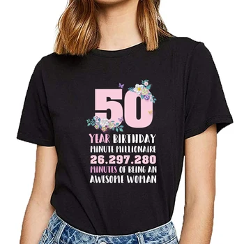 Topai Marškinėliai Moterims 50 metų gimtadienio minutę milijonierius Seksualus Harajuku Spausdinti Moterų Marškinėlius