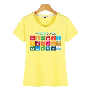 Topai Marškinėliai Moterims tvaraus vystymosi tikslų diagramos Pagrindinio Juoda Užsakymą Moterų Marškinėlius