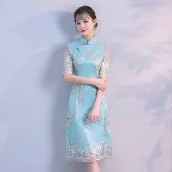 Tradicinis kinų Cheongsam Moterų Nėrinių Suknelę, Promenadzie Kostiumas S-2XL