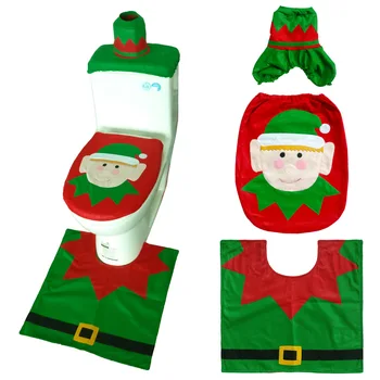 Tualetas Koja Mygtukai, Sėdynės Dangtelis Kalėdų Dekoracijas Laimingas, Santa Tualeto Dangčio Padengti Ir Kilimų Vonios Kambarys Nustatyti Namuose Kalėdos Dekoras