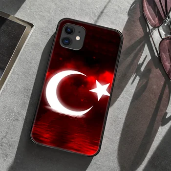 Turkijos Respublikos vėliava, Telefono dėklas Dangtelio Korpuso iphone 5 5s se 2020 6 6s 7 8 12 mini plus X XS XR 11 PRO MAX black Atgal