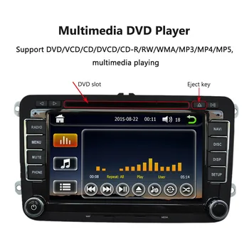 Universalus Automobilinis 7 colių 1080P DVD Grotuvas GPS Navigacija BT Car Radio 2 Din Brūkšnys PC Stereo Galvos Vienetas VW Polo+Nemokamas Žemėlapių+Free Card
