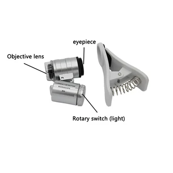 Universalus Mobiliojo Telefono Mikroskopą Macro Objektyvas 60X Optinis Priartinimas Didinamojo stiklo Mikro Kamera Įrašo LED Lęšiai, Skirti 