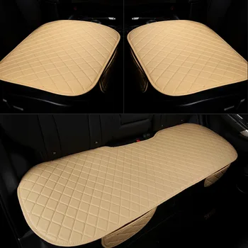 Universalus PU Oda Automobilių Sėdynės Padengti Pagalvėlių Priekinės Galinės Backseat Sėdynės Padengti Auto Kėdutės Sėdynės Raštas Kilimėlis Trinkelėmis Automobilio Salono Prieigos