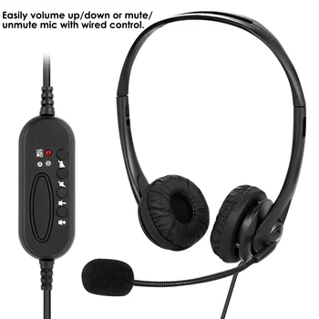 USB 2m Laidinė laisvų Rankų įranga Ausinės su Triukšmo Nuslėpti Mikrofonas Nešiojamojo kompiuterio Darbalaukio Corded Telefonu-Ear Ausinių