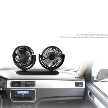 USB 5V 2A Ventiliatorius 360° Pasukti Dual Galvos Automobilių Ventiliatorius Reguliuojamas 3 Greičiai, prietaisų Skydelio Stalas Auto Ventiliatorius Transporto priemonės VISUREIGIS RV Valtis