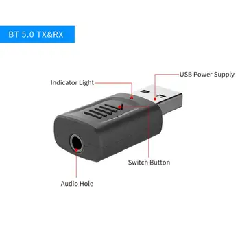 USB Bluetooth 5.0 Garso Imtuvas, Siųstuvas, 4 IN 1 Mini 3,5 mm Jack AUX Stereo Muzikos Belaidžio ryšio Adapteris, skirtas TELEVIZIJOS Automobilių PC Garsiakalbis