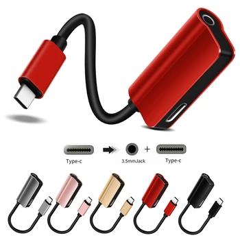 USB Tipas-C Garso Įkrovimo Adapteris 2 in 1 C Tipo Vyrų ir Moterų 3,5 mm Ausinių Lizdas Krovimo Konverteris 