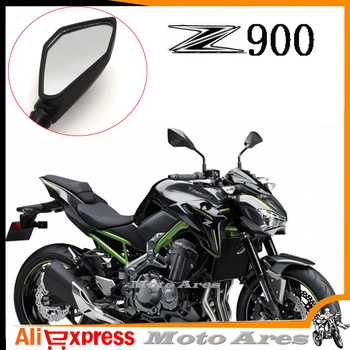 Už Kawasaki 2017 Viena Pora 10mm Motociklo Veidrodžiai Motociklą, Motorolerį Pusės Galinio vaizdo Veidrodėlis Juodas galinio vaizdo Veidrodėlis