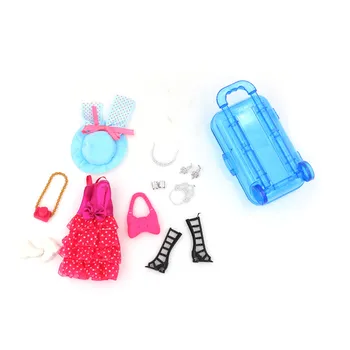 Už Lėlės kelioniniai Baldai Vaikams, Žaislas, Žaisti Namas, Plastikiniai 3D Kelionės Traukiniu Bagažo Lagaminas Su Mados Lėlės Priedai