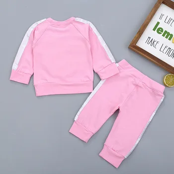 Vaikai Nustatyti 2020 m. Pavasarį, Rudenį Naujas Sportinis Stilius Patinka ilgomis rankovėmis Marškinėliai + Kietosios Spalvos Kelnės, 2-piece Bamblys vaikams, kombinezonas