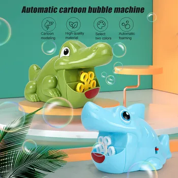 Vaikams Mielas Juokingas Animacinių Filmų Automatinė Dinozaurų Burbulo Pūtimo Mašina Rankena Baterija Lauko Sporto Muilo Burbulas Maker Žaislas