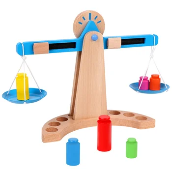 Vaikų Mažų Medinių Naujos Pusiausvyros Skalės Žaislai Matematikos Svoris Švietimo Žaislas Pusiausvyrą Žaidimas Su 6 Svoris VAIKO Kūdikių Dovanos