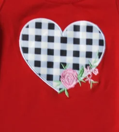 Vaikų mergaičių 2021 naujų Valentino Diena kostiumas medvilnės raudona marškinėliai pledas meilės siuvinėjimo modelio, juodos ir baltos spalvos pledas užsiliepsnojo kelnės