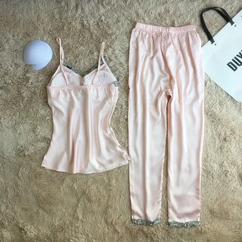 Vasara namų drabužiai sleepwear karšto pardavimo ilgas kelnes + viršūnes dviejų dalių minkštas kietas moterų pižama nustatyti пижама dydis M L XL XXL