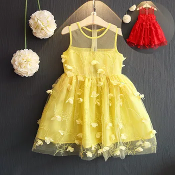 Vasaros Baby Girl Gėlių Suknelė Vaikų Drabužiai Princesė Minkštas Tinklelio Suknelė, Vaikams, Suknelės Mergaitėms Priežastinis Dėvėti Suknelė, 2-7 Metai