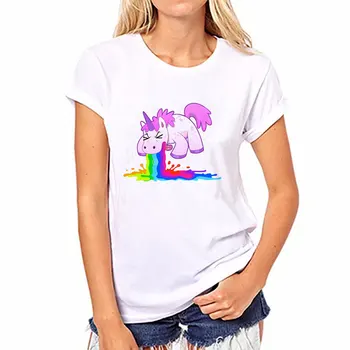 Vasaros Mados Harajuku Kawaii Vaivorykštė Vienaragis Blusas Marškinėliai Moterims Topai Ir Palaidinės 2019 Unicornio Blusa Feminina Plius Dydis