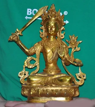 Vestuvių dekoravimas Tibeto paauksuota bronza Budizmo Šventykla paspaudę kardas Guanyin Kwan-Yin Tara Budos Statula