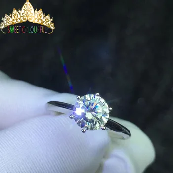 Vestuvių Moissanite Deimantų Žiedas Originali 18K 750 Baltas Auksas D spalva VVS 005 Turiu sertifikatą