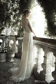 Vestuvių Suknelės, Vien Giliai V Kaklo Backless Bohemijos Nėrinių Aplikacijos 2020 M. Vestuvinių Suknelių Šifono Teismas Traukinys Seniai Nuotakos Suknelė