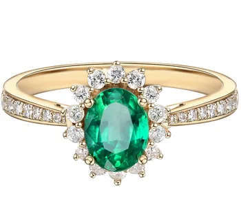 Vintage mados žalia krištolas, smaragdas brangakmenių, deimantų žiedai moterims 14k aukso spalvos papuošalai bijoux bague aksesuaras dovanų šalis