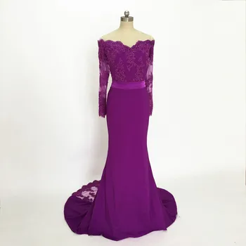 Violetinę Satino Undinė Bridesmaid Dresses 2020 nuo Peties Iliuzija Duobute Nėrinių Appliques moterų Vestuvės Suknelės