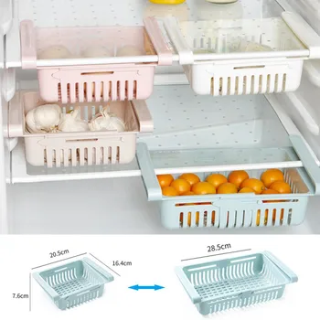 Virtuvės Šaldytuvas Organizatorius Reguliuojamas Tampus Šaldytuvas Organizatorius Stalčių Krepšelį Virtuvės Maisto Priedai Stalčiuko Dėžutę
