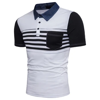 Viršūnės polo marškinėliai Vyrų Laisvalaikio stiliaus mados prekės ženklo 2018 Naujas vasaros trumpomis Rankovėmis dryžuotas spalvos POLO marškinėliai suknelė vyrų ES/JAV, dydis S-3XL
