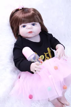 Viso kūno silikono reborn baby girl lėlės dovana NPK 23