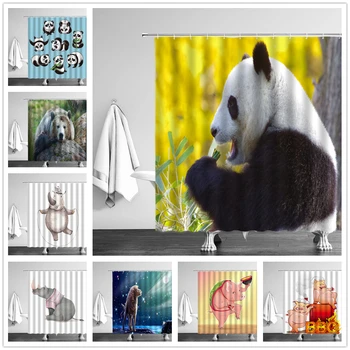 Vonios kambarys Vandeniui Dušo Užuolaidos Kinija 3D Mielas Panda Bear Gyvūnų Modelio Poliesterio, galima Skalbti Užuolaidėlės su Kabliukais Vonia Dekoras