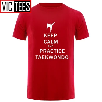 Vyrai nusiraminkite Ir Praktikos Taekwondo T Marškinėliai Medvilnės Vyras Kong Fu T-shirt Nemokamas Pristatymas