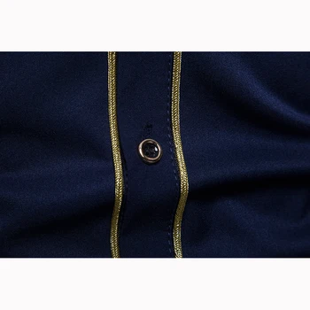 Vyriški Ilgio Rankovėmis marškinėliai naujai Atvykusių Kinų stiliaus Mados viršūnes Vyrų siuvinėjimo modelio Medvilnės drabužius marškinėliai ES/US dydis