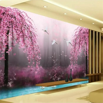 Wellyu Užsakymą tapetai, 3d foto freskos обои fantazijos stebuklų, peach blossom krano 3D TV foną, sienų tapyba 3d tapetai