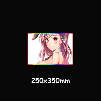XGZ Didelis Custom RGB Žaidimų Pelės Mygtukai Juoda Užraktas Krašto Anime Cute, Bunny Mergina Kompiuterio Stalas Kilimėlis Natūrali Guma, Juostelės, neslidžia