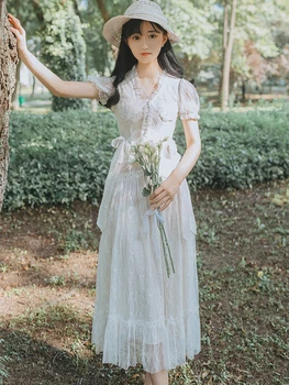 YAMDI-line vasaros derliaus seksualus siuvinėjimo midi suknelė trumpomis rankovėmis nėrinių boho kilimo ir tūpimo tako 2020 m. šalies elegantiškas suknelės moterims, kietas apdaras