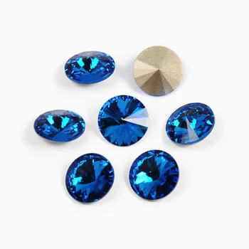 YANRUO 1122 Mados Kristalai Capri Blue Spalvos 3D Nagų Dailė Rivoli Formos Išgalvotas Stiklo Akmenų 3D Nagai Meno Papuošalai