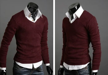 ZOEQO Karšto pardavimo atsitiktinis vyrų megztinis v-kaklo slim fit 7 spalvų plonas puloveriai vyrų clothings traukti homme