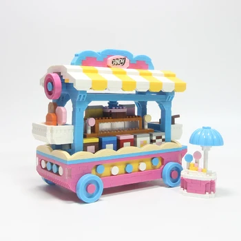ZRK 7816 Rožinė Mergaitė Candy Krepšelį Automobilių Transporto 3D Modelį Statybinių Blokų Rinkinys Deimantų Magija 