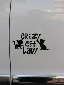 ZTTZDY 18.4*10.5 CM Crazy Cat Lady Automobilių Lipdukas Du kačiukai Vinilo Decal Juoda/Sidabrinė ZJ4-0223