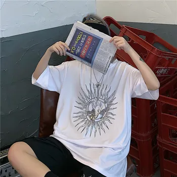 Zuolunouba Vasaros 2020 Naujų korėjos Versija Ins Harajuku Tees Viršūnes Asmeninį Spausdinimo Prarasti Laukinių Pusė rankovėmis moterims T-shirt