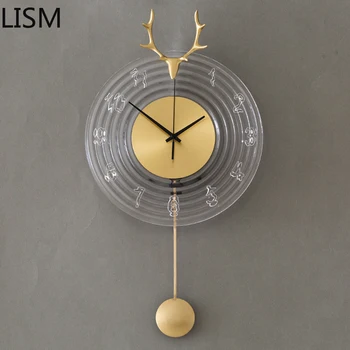 Šiaurės Gryno Vario Elnių Galvos Modernus Sieninis Laikrodis Paprasta Kambarį Silent Mados Kūrybos Šviesa Prabanga Reloj Sumalti Decorativo